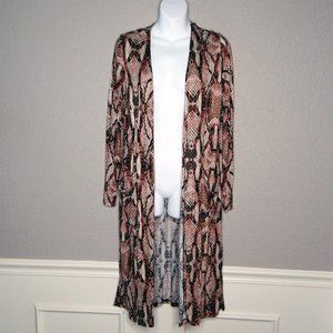 Western Texas True Threads Duster/ Long Cardigan Snake Skin Print / Sz Small NWT